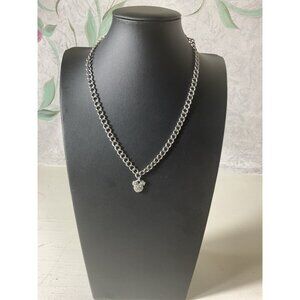 Disney Mickey Mouse Silver Tone Chain Necklace 18" With Pendant